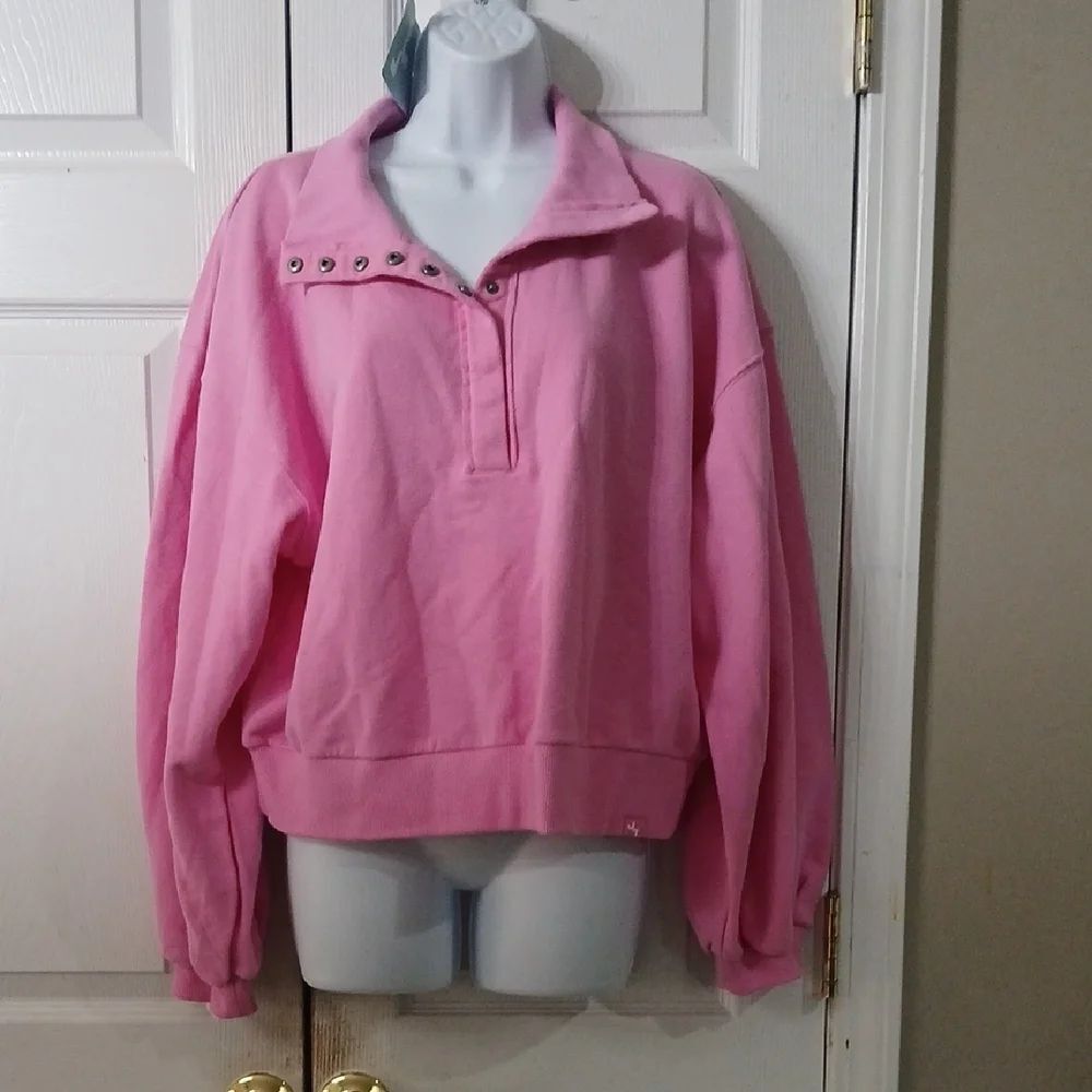 JoyLab Pink Cropped Pullover Sweatshirt Sz M NWT